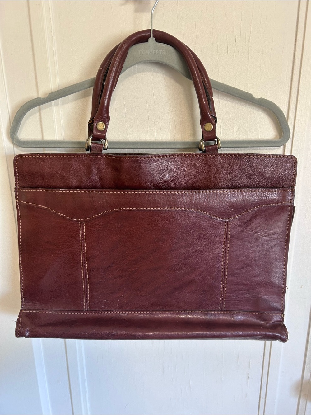 100% leather vintage Women's Shoulder Bag in Deep Burgundy Leather